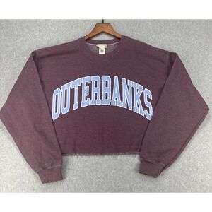 Altar'd State Outer Banks Cropped Sweatshirt M/L Coastal Preppy Varsity Pullover